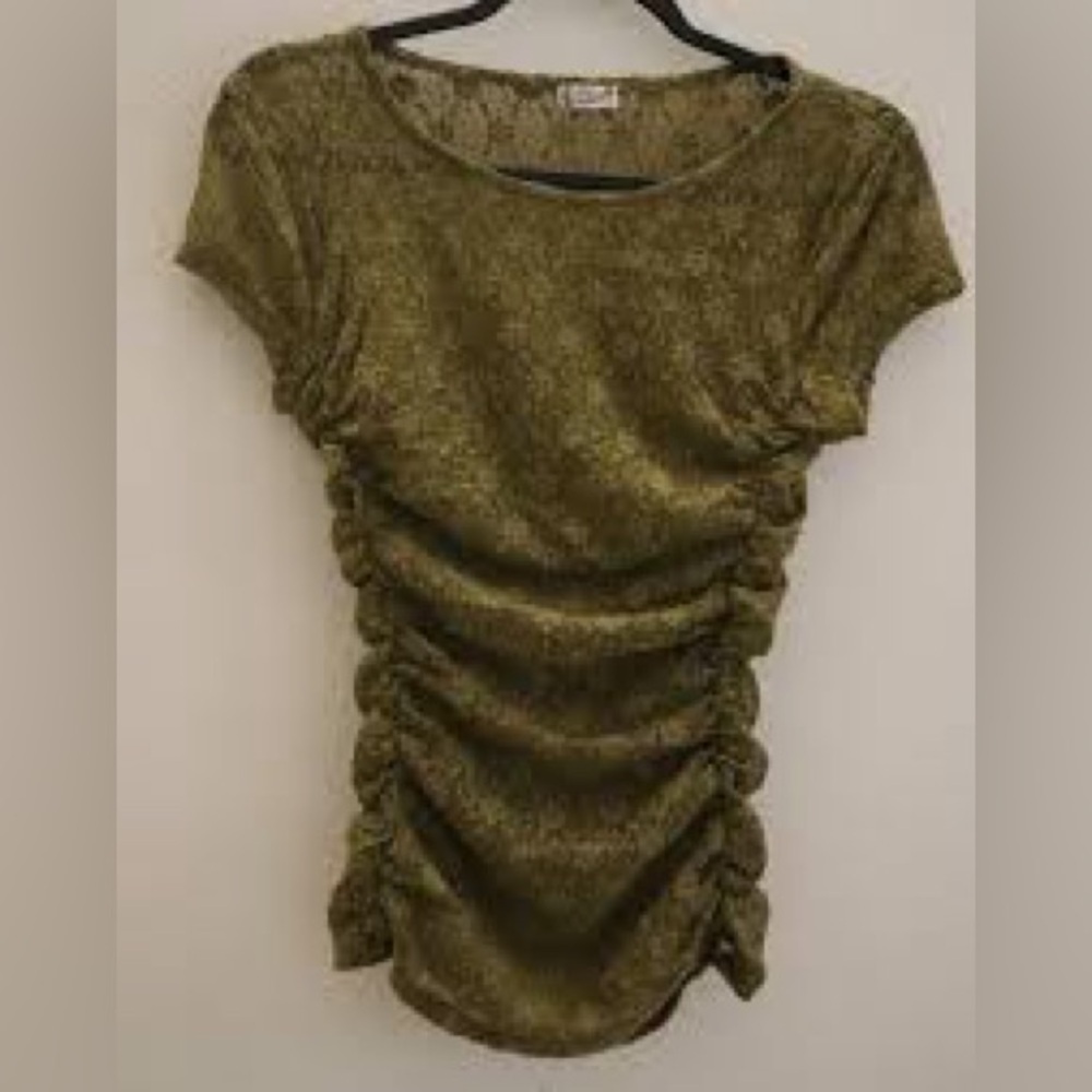 Free People "Keep It Simple" Lace Top Featuring Ruched Detailing On The Sides